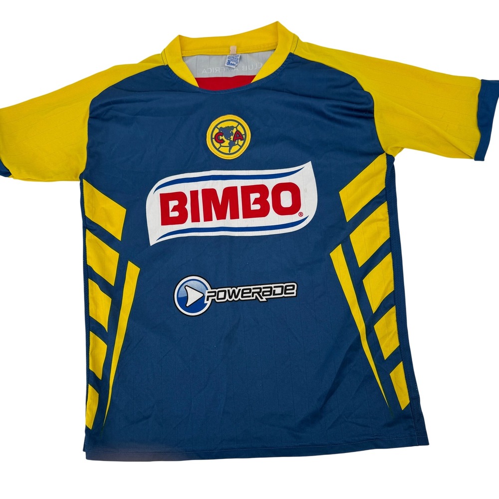 Gemini Club America Soccer Jersey Mens Medium Blue Yellow Bimbo Corona Mexico